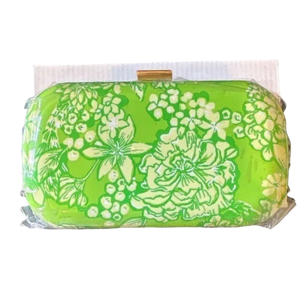 NWT Lilly Pulitzer Clutch It's A Spring Thing in Limeade W/ Gold Shoulder Chain - Picture 4 of 10